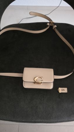 Gürteltasche Coach beige mit Logo goldfarben neu
