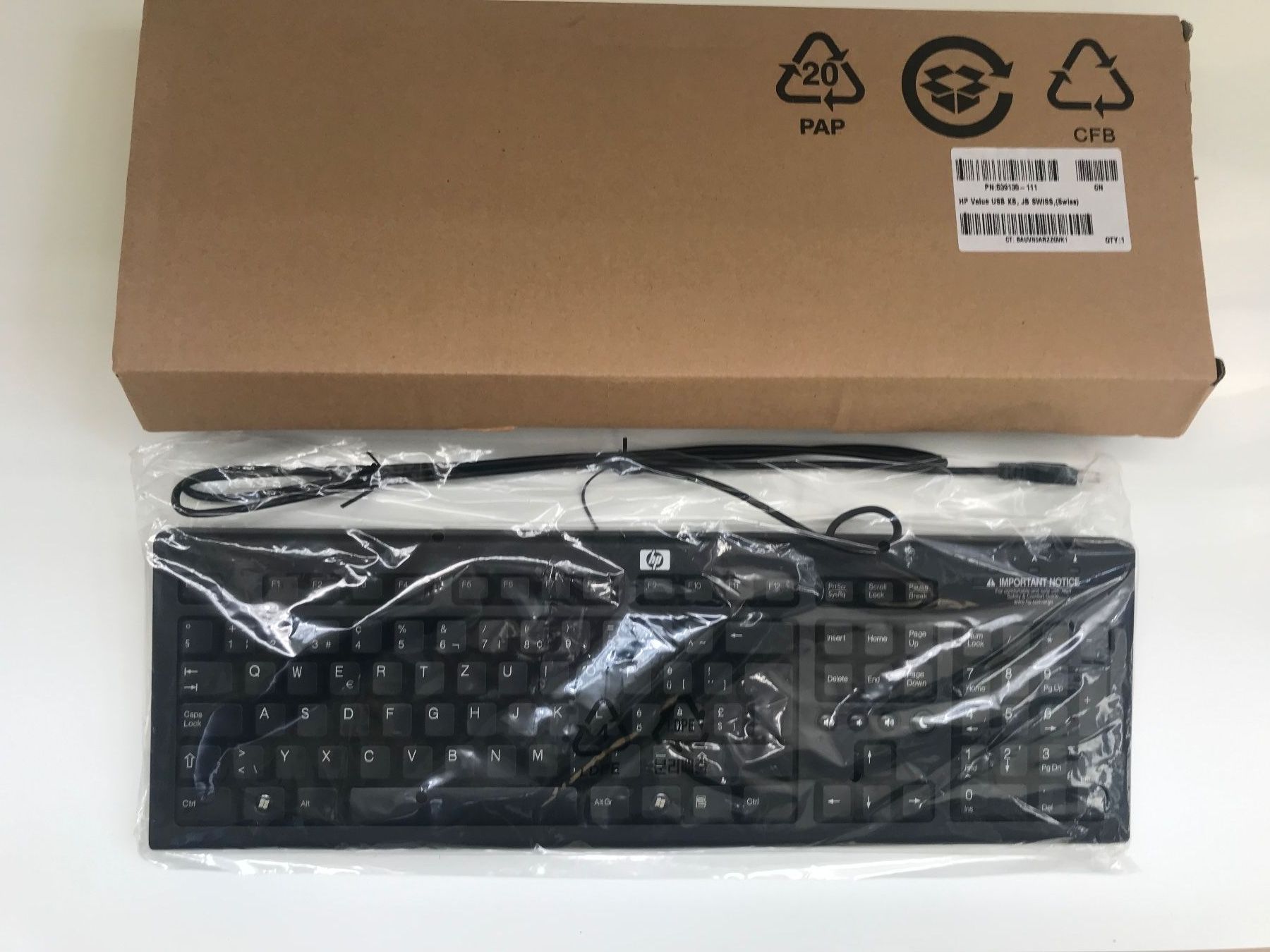 Hewlett Packard Tastiere: Tastatur.Neu und Originalverpackt – Nuovo e nell'imballaggio originale da Zürich venduto da Limea0 1