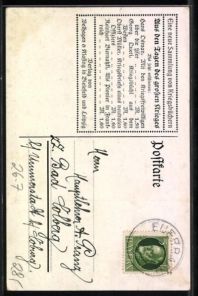Cartoline postali: Ludwig Hohlwein: Husar zu Pferd am Feind – Usato da Berlin venduto da bartko-reher 1