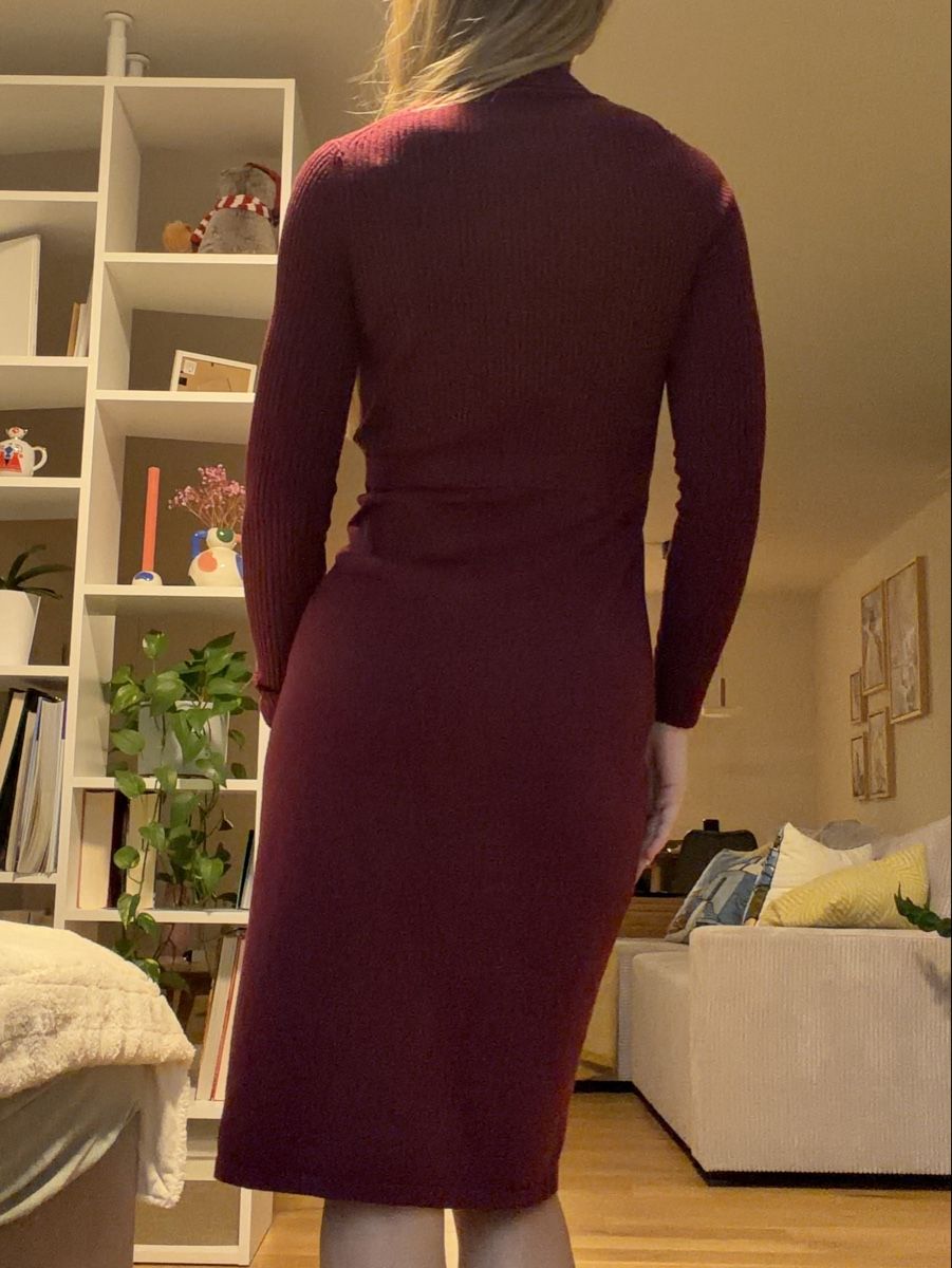 Vestiti: BORDEAUXFARBENES LAWRENCE GREY ROLLKRAGENKLEID – Usato da Zürich venduto da dbu_s8p2 1