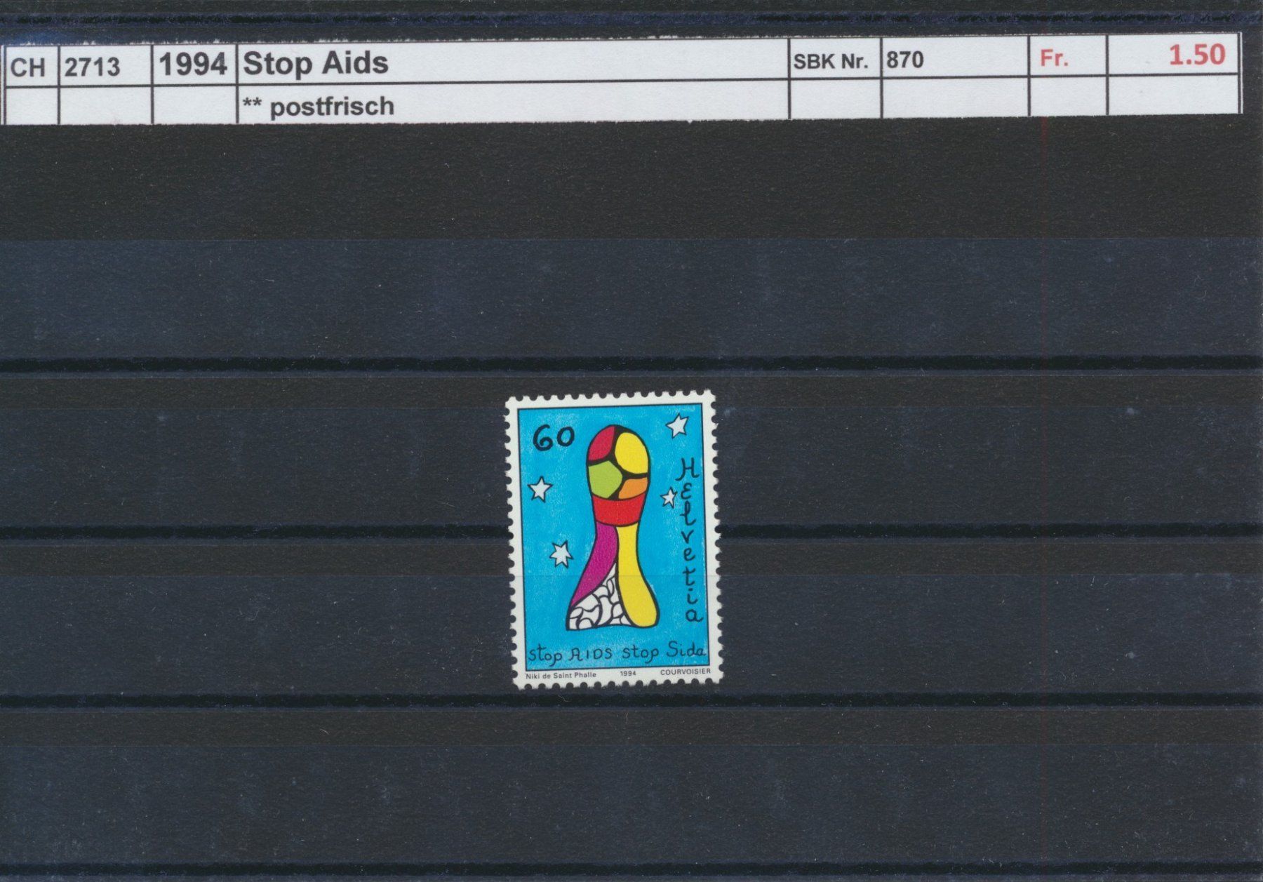 Tutti i francobolli: 1994 "Stop Aids", ** postfrisch – Nuovo (secondo la descrizione) da Winterthur venduto da Zupogeru
