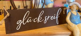 Edelrost Schild „glücksreif“