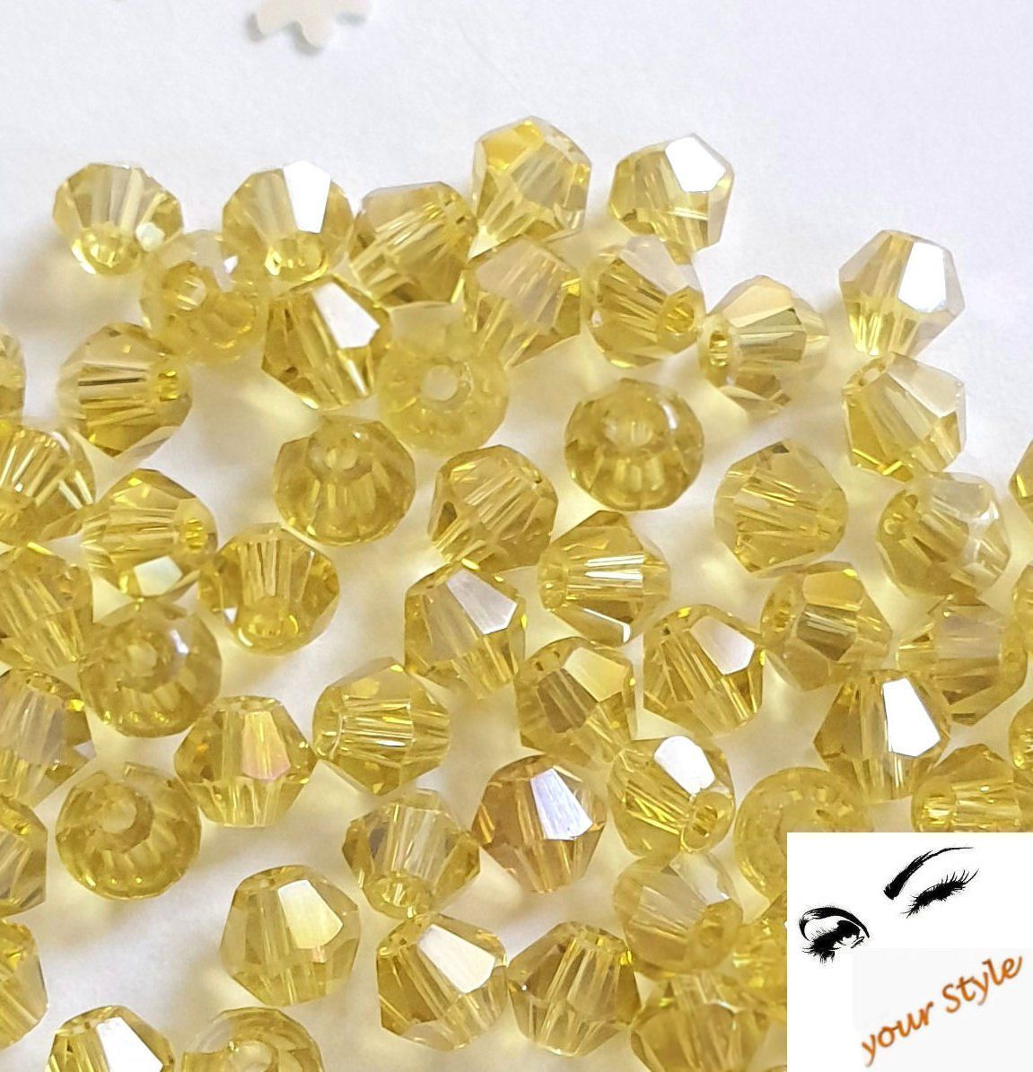 Perlen (unechte): 100Stk. Glas- Perlen 4mm jonquil Lüster – Neu und originalverpackt aus Oberglatt ZH von -your-Style-
