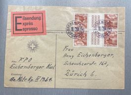 Exprès Militärbrief m. Stpl. Grenz. Mitr.. KP Feldpost 1944