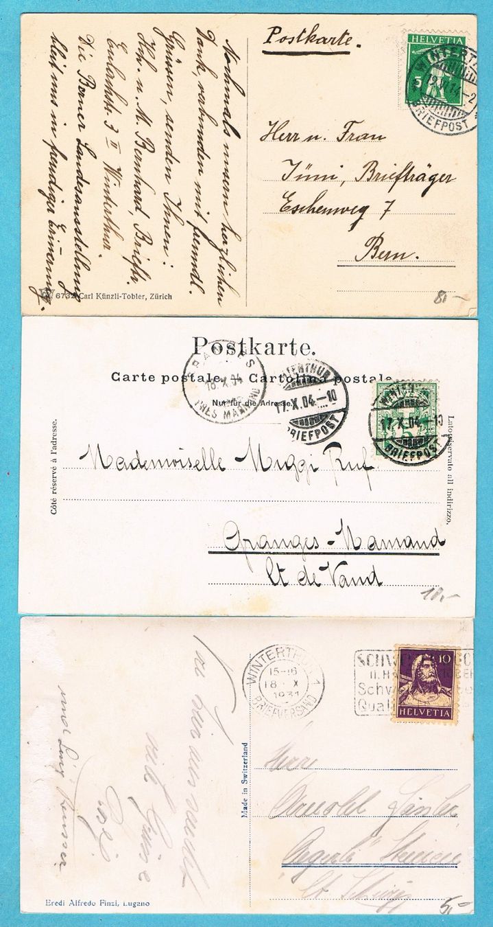 Ansichtskarten: Winterthur 9 Ansichtskarten ab 1898 ! Ab Fr.1! – Gebraucht aus Seedorf von Carabella3 1