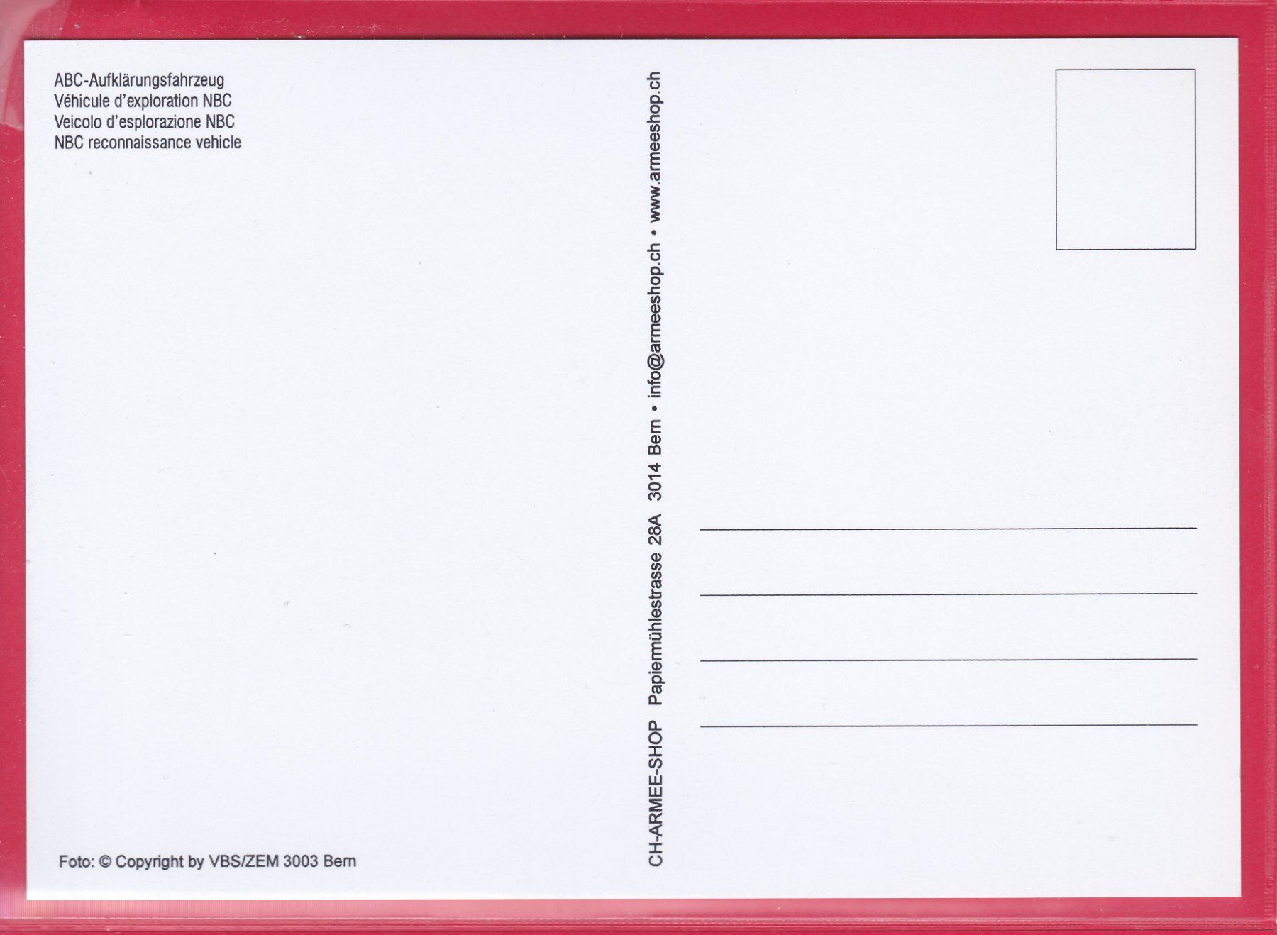 Cartoline postali: ABC - AUFKLÄRUNGSFAHRZEUG – Usato da Oberrieden venduto da Gebirgsstelze 1