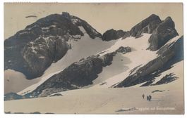 Säntisgipfel mit Blauschnee, Wanderer auf dem Rückweg, 1919