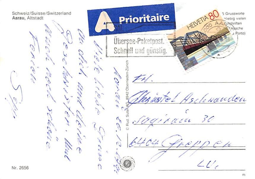 Ansichtskarten: AG - Aarau, Altstadt – Gebraucht aus Ottikon b.Kemptth. von Neptun1974 1