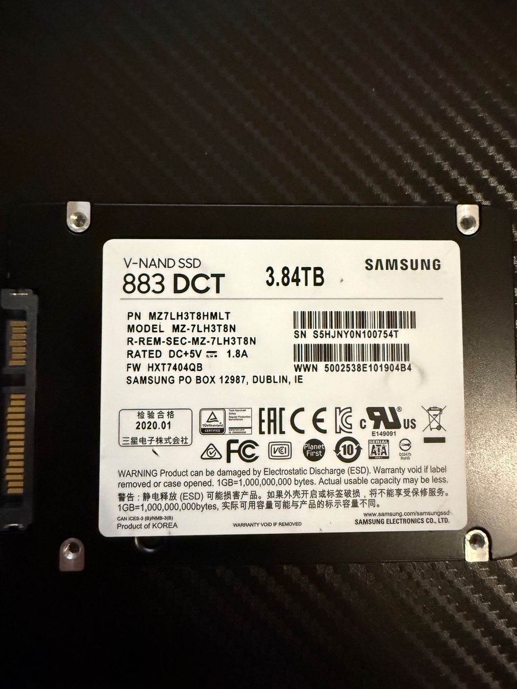 Samsung Dischi rigidi: Samsung 883 DCT 3.84TB Enterprise SSD SATA 2.5" Server Grade – Usato da Sion venduto da sar_t2yc