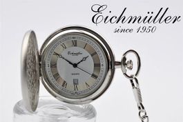 Eichmüller Taschenuhr mit Kette silbrig Quarz Uhrwerk Ronda