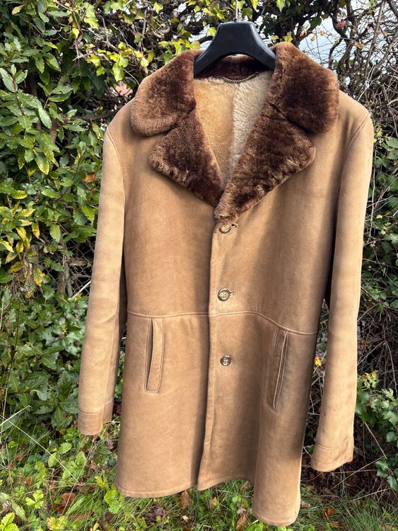 Manteau Homme CHRIST En Mouton Retourné (shearling) - Taille 2XL Marron - Occasion Très Bon état - Fabriqué En Allemagne