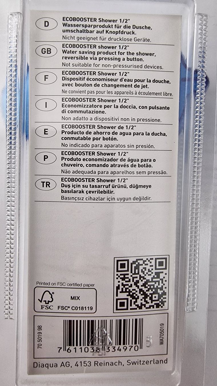 Neoperl Robinetterie: Neoperl ECOBOOSTER Shower 1/2 Zoll neu – Neuf avec emballage d'origine à Hettlingen par Sailor2004 1