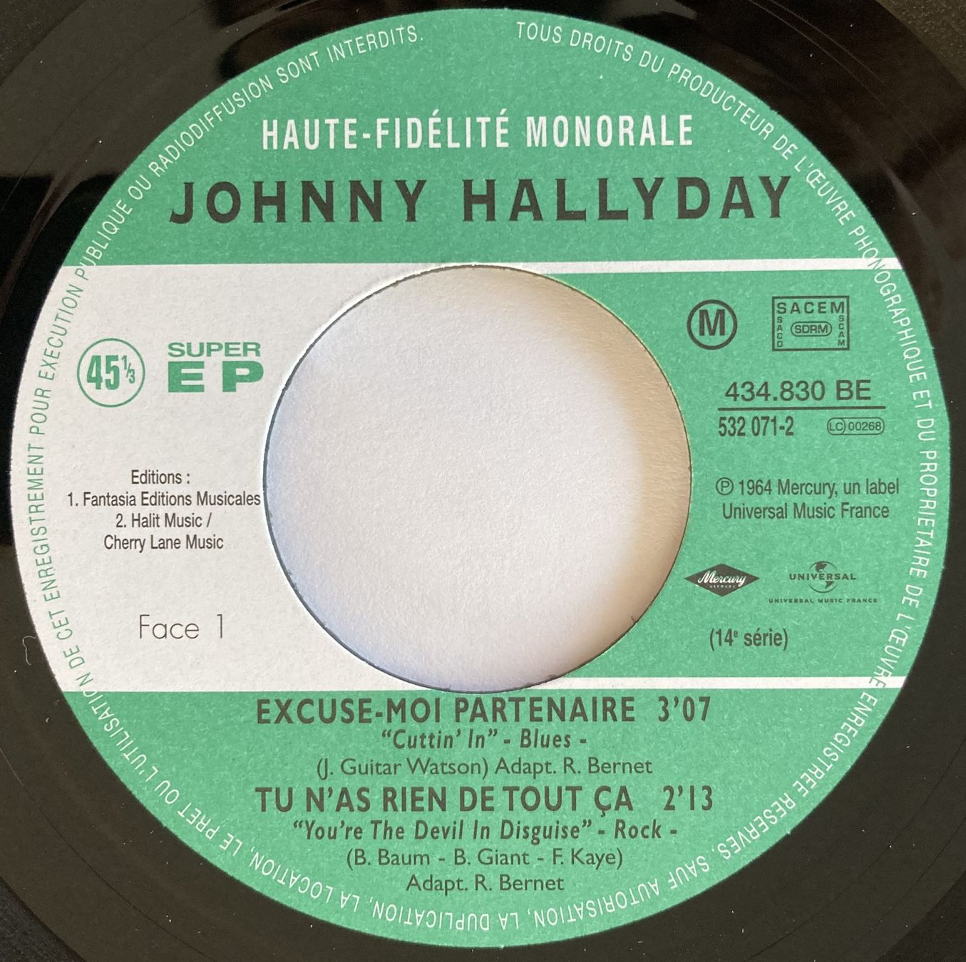 Dischi in vinile: JOHNNY HALLYDAY - EXCUSE-MOI PARTENAIRE – Usato da Bottens venduto da hotter-than-hell 2