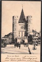.Gruss aus Basel , Das Spalenthor , Tram , belebt ,gel. 1903