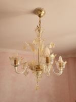 Lustre en verre soufflé murano avec détails dorés 5 lumières