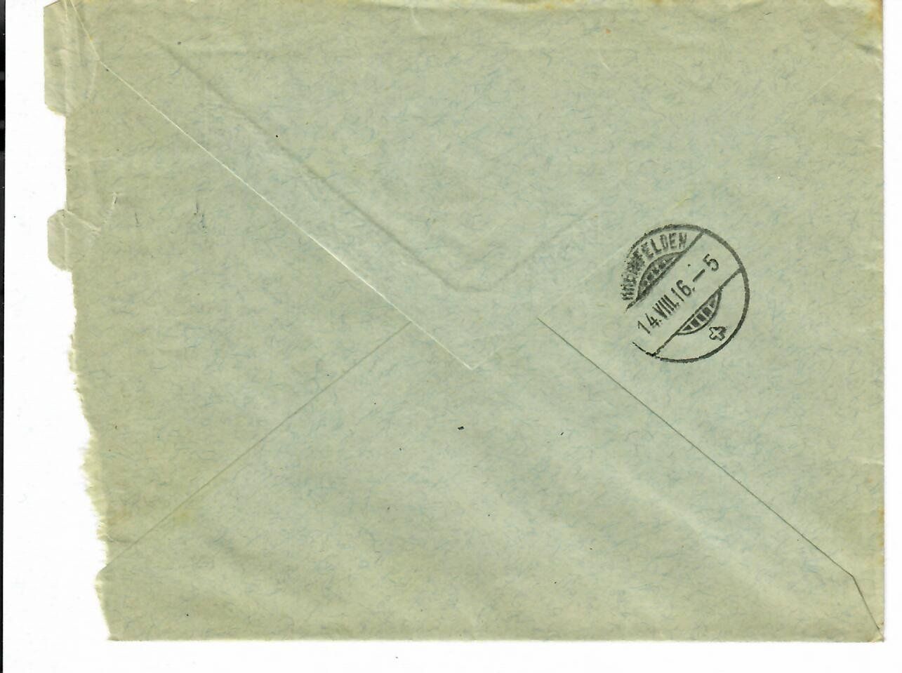 Alle Briefmarken: Brief, Grüt b. Wetzikon 1916 – Gebraucht aus Hochdorf von Ziegel-16 1