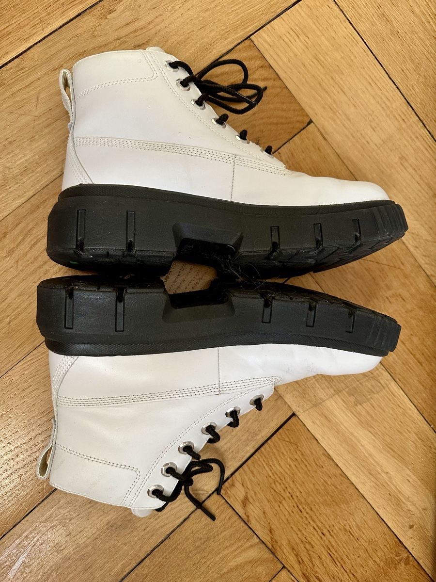 Timberland Scarpe da donna: Timberland Sky White Leather Lace Up Chunky Platform Combat – Usato da Zollikon venduto da _M65_ 5