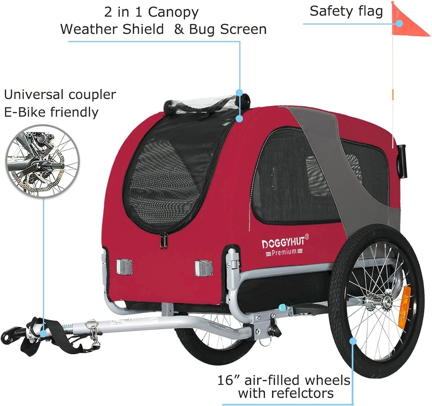 Rimorchi per biciclette: DOGGYHUT Premium MEDIUM 2in1 Rot – Nuovo e nell'imballaggio originale da Bottighofen venduto da zaap 4