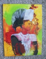 Appenzeller Trachtenfrau, Bauernmalerei, Haube, Stickerei