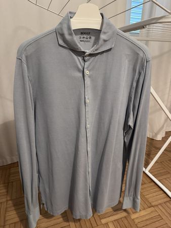 BOGGI MILANO Hemd Filo di Scozia L Hellblau