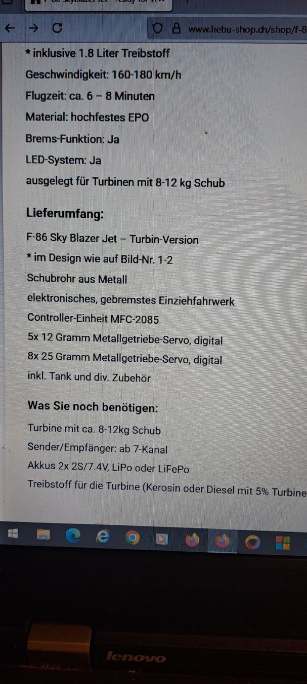Modellismo RC: Neu und Originalverpackt.F86 Turbinenjet. – Nuovo e nell'imballaggio originale da oftringen venduto da Amphei 5