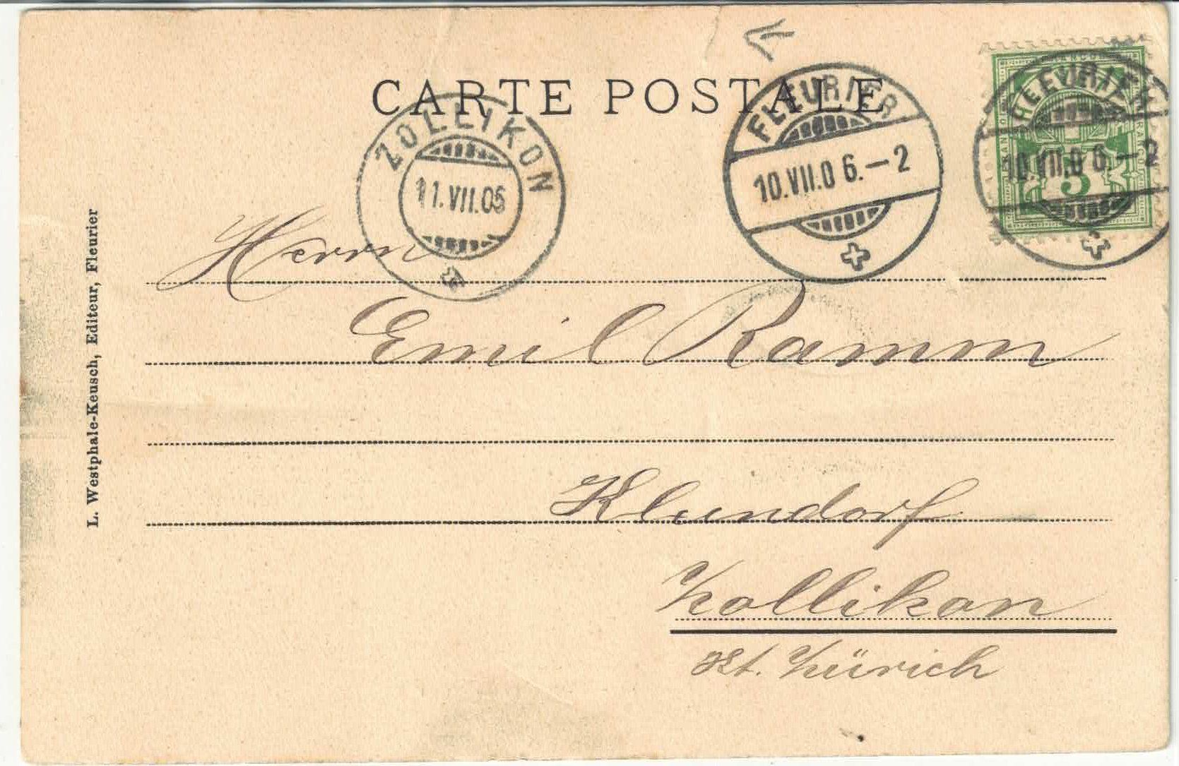 Cartes postales: Fleurier - Place de la Gare – Défectueux à Ettingen par Kartenplanet 1