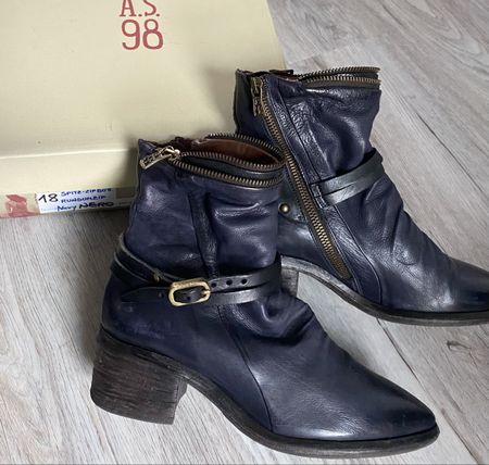 Gr 38 NEU A.S. 98 Stiefeletten OBP 289.- Leder dunkelblau