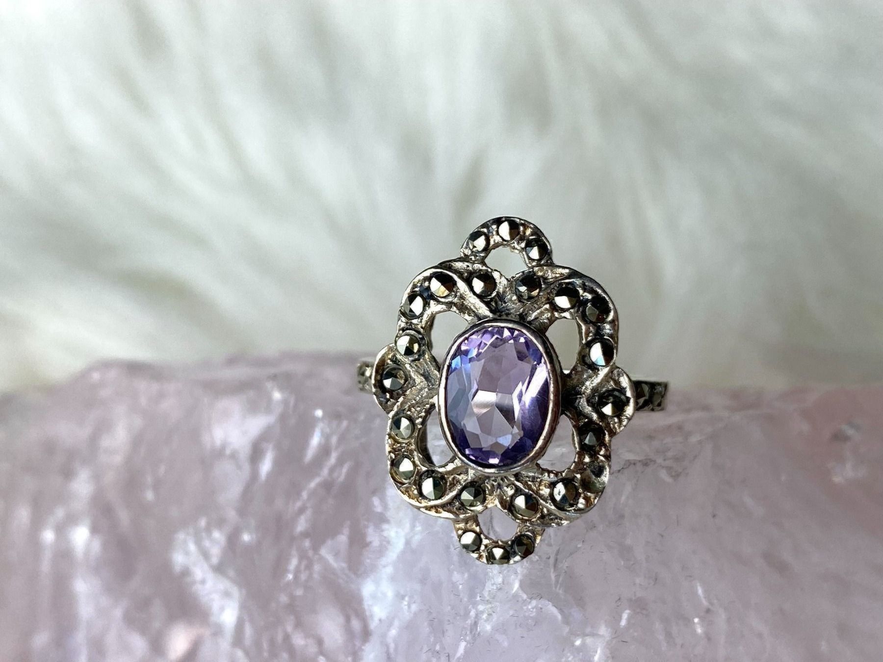 Anelli: Ring Silber 925 mit lila Stein – Usato da Istighofen venduto da Ringparadies