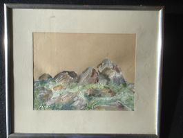 Aquarell Gemsen im Frühling Laubacher 1951