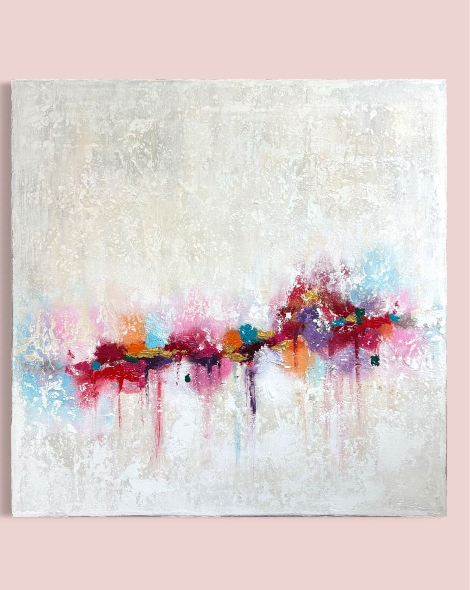 Dipinti: Original abstraktes Acrylbild, 50x50 cm, hell/bunt – Nuovo e nell'imballaggio originale da Kirchlindach venduto da GeibKeller