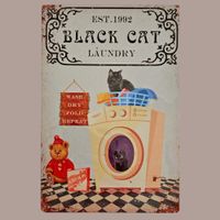🔥 BLACK CAT LAUNDRY Blechschild 💛 20x30cm OVP 🔥