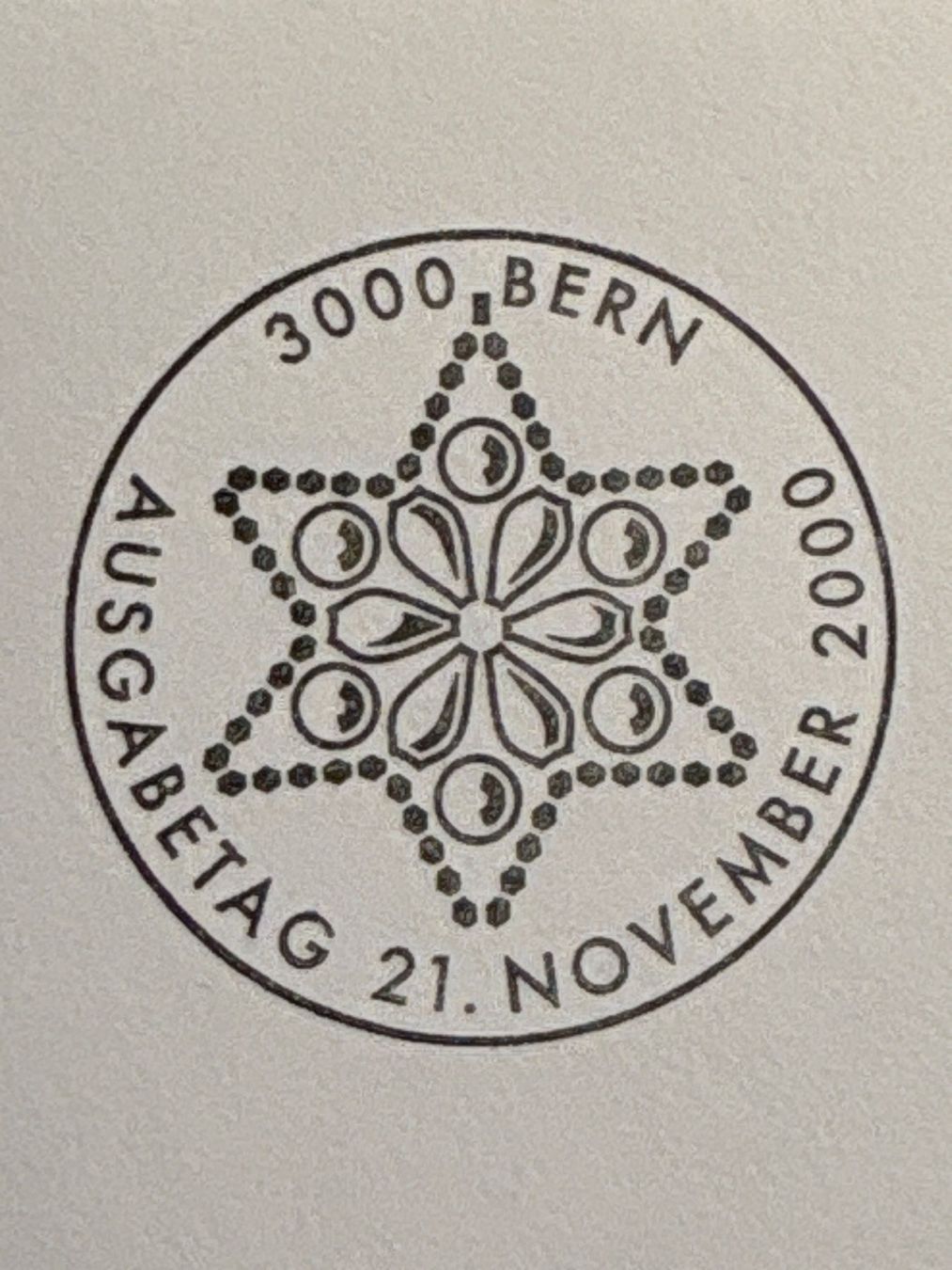 Tutti i francobolli: Winterliche Weihnachtskarte mit Briefmarke, 2000, Bern. – Usato da Ibach venduto da lisch3 1