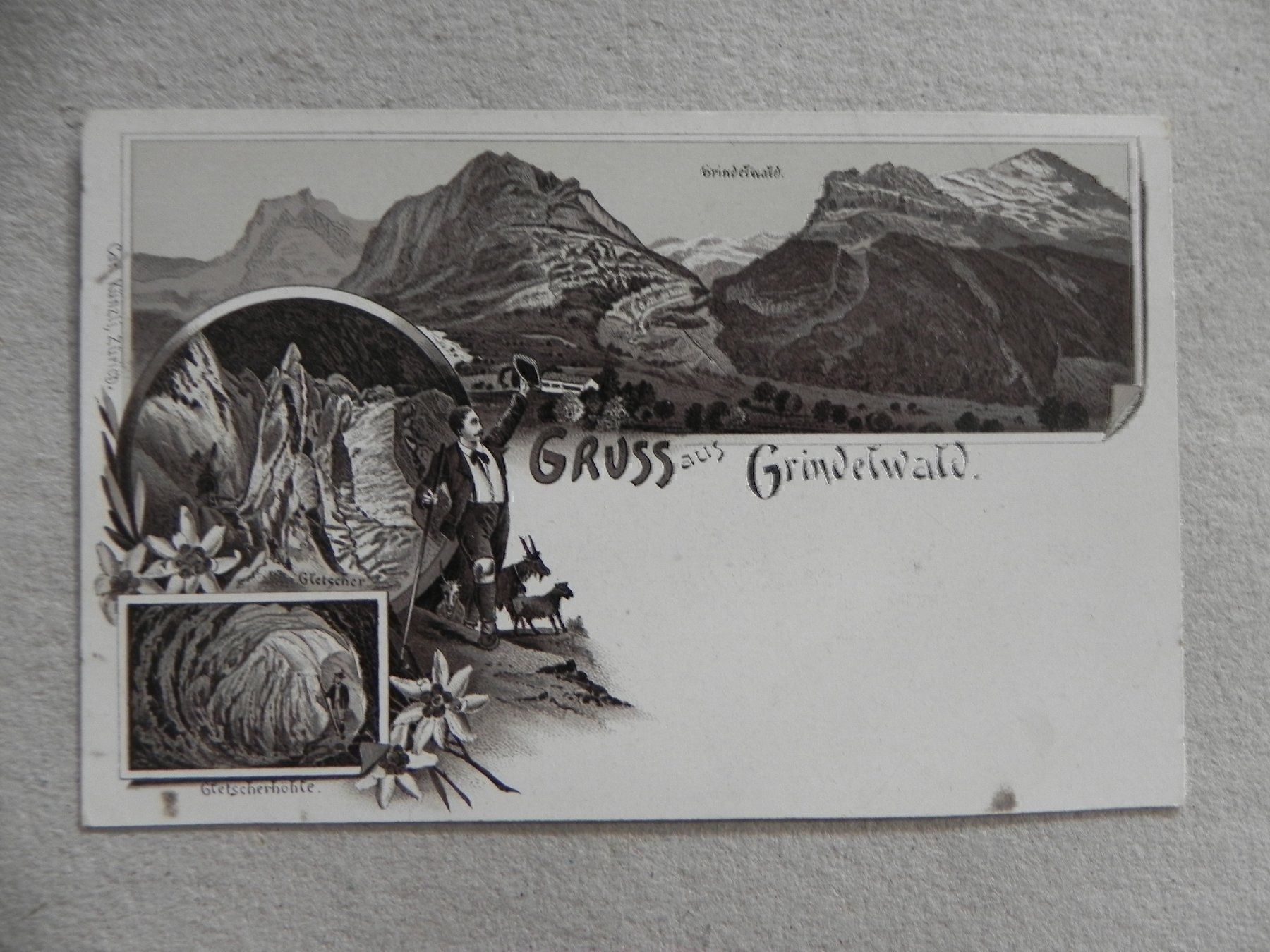 Cartoline postali: Litho Karte Grindelwald BE Gletscher – Usato da Siebnen venduto da krimsie