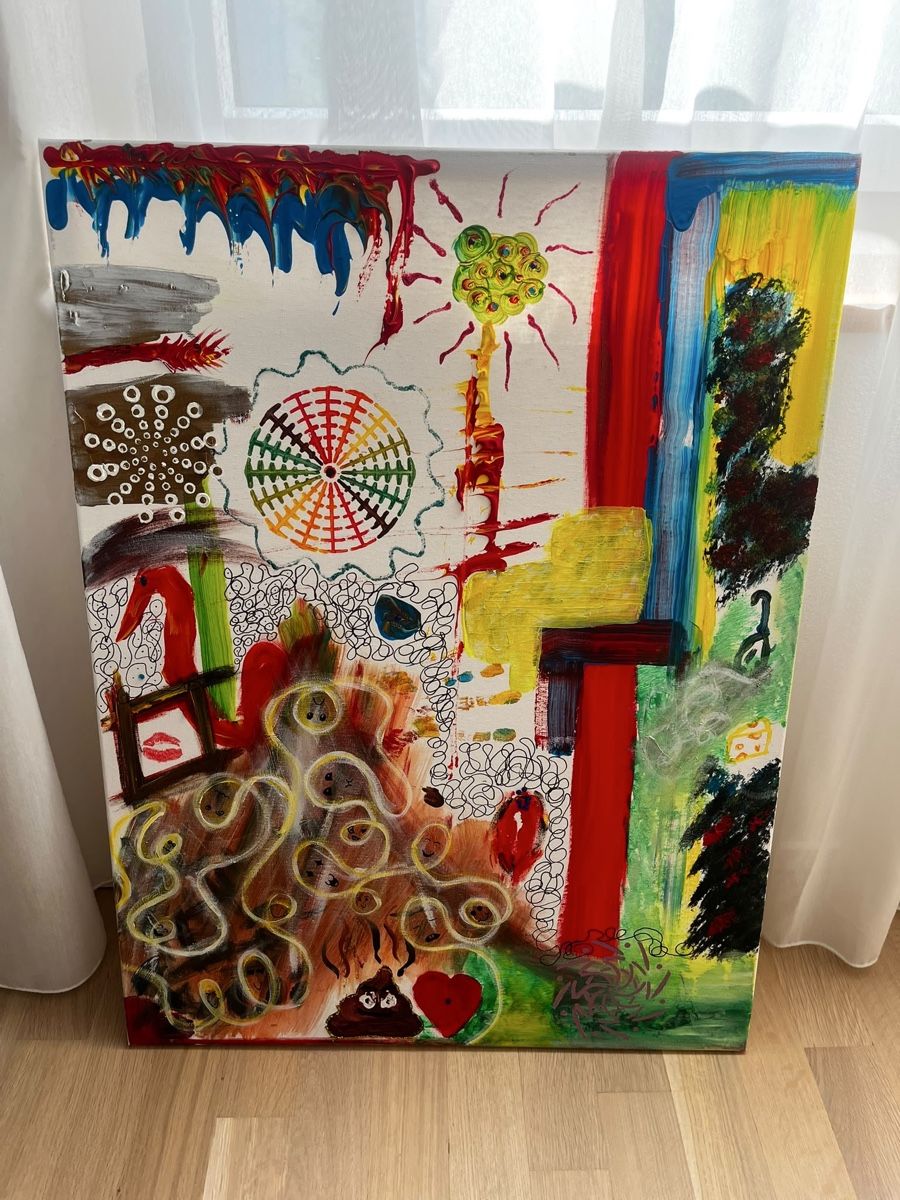 Foto & Immagini: Acrylbild abstrakt Pop Art bunt 65x85  – Nuovo (secondo la descrizione) da Zürich venduto da JasminNebl