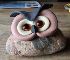 Eule Figur Stein Handgemacht das Mass Höhe 8 cm Breite 12 cm