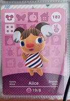 Carte Amiibo Animal Crossing, habitant n°182 Alice