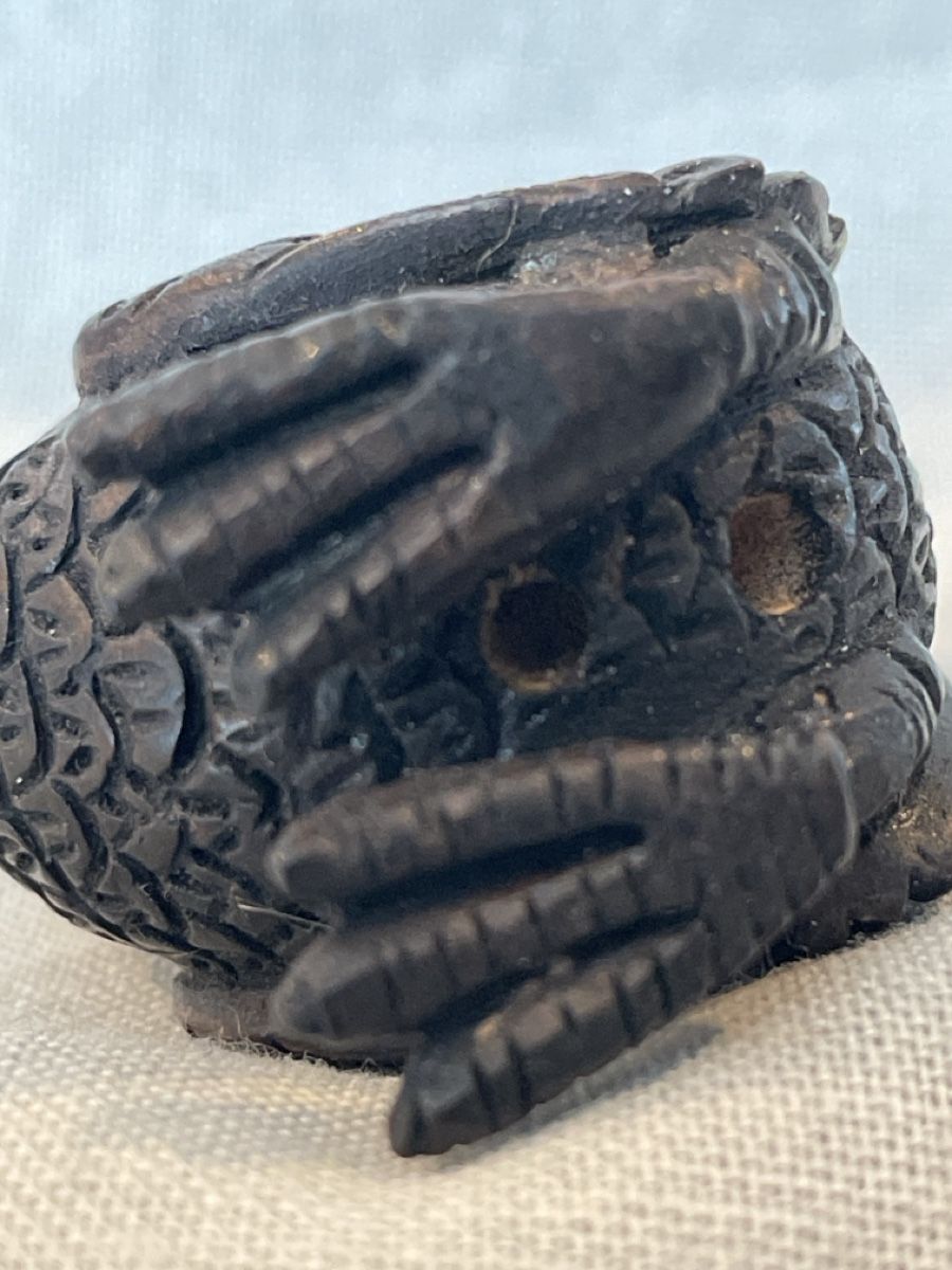 Statuette: Netsuke Holz, stolzer Hahn, signiert – Usato da Embrach venduto da Gauvain1 3