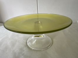 Glaskuchenplatte gelb 20,5cm Durchmesser gebraucht