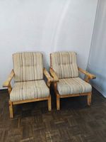 2x Vintage Sessel Lounge Relax Terasse Massiv Holz