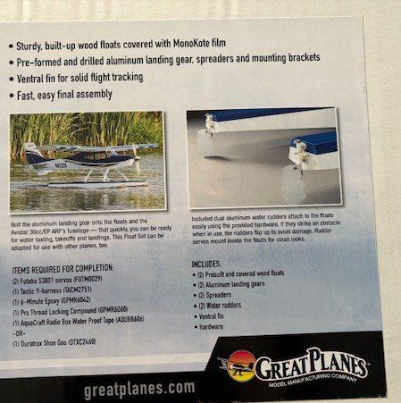 Modellismo RC: FLOAT SET Avistar 30cc EP ARF Schwimmer-Set – Nuovo e nell'imballaggio originale da Würenlingen venduto da Delfinli1 1