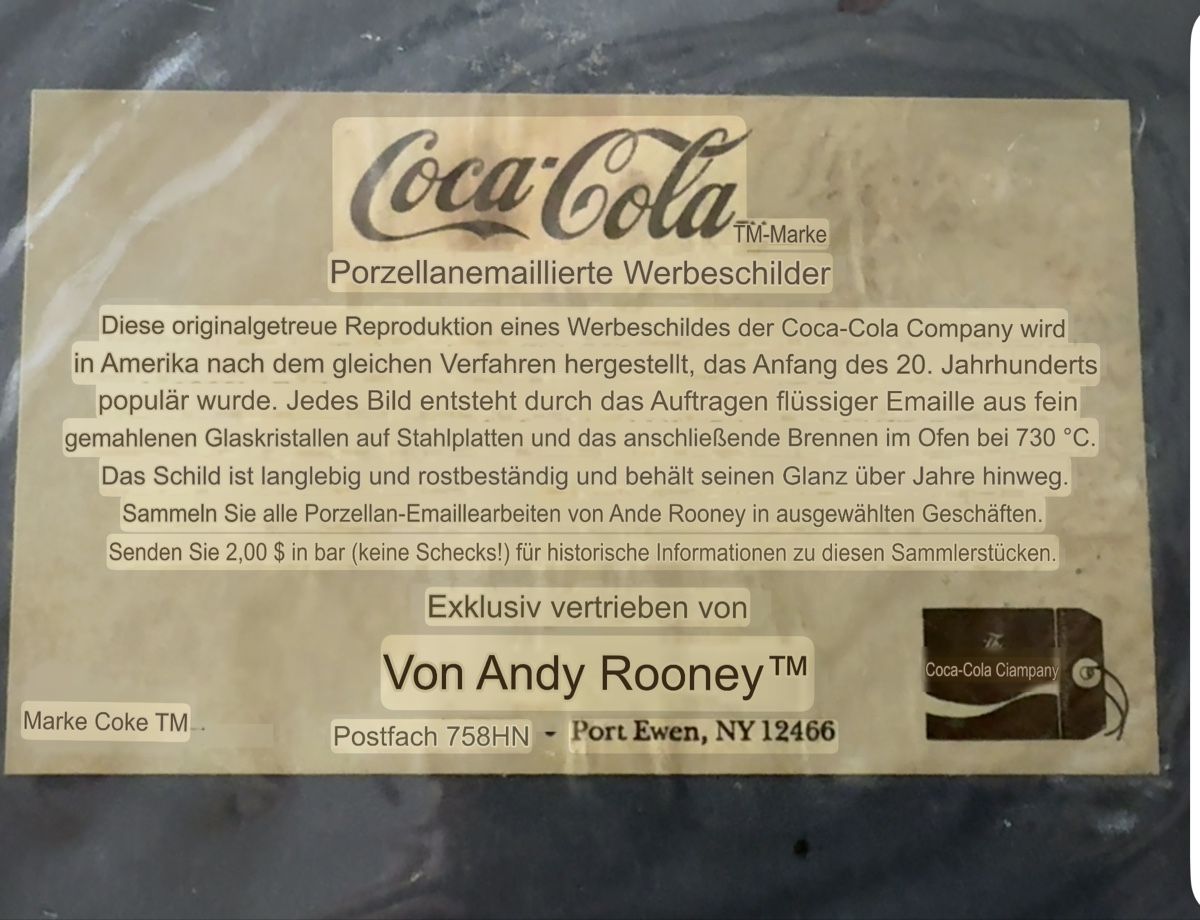 Coca-Cola Insegne: Coca-Cola Blechschild mit Flasche und Spruch – Usato da Buchrain venduto da Kindlein 1