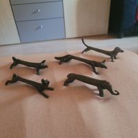 5 Messing Tierfiguren Messerbank gebraucht guter Zustand