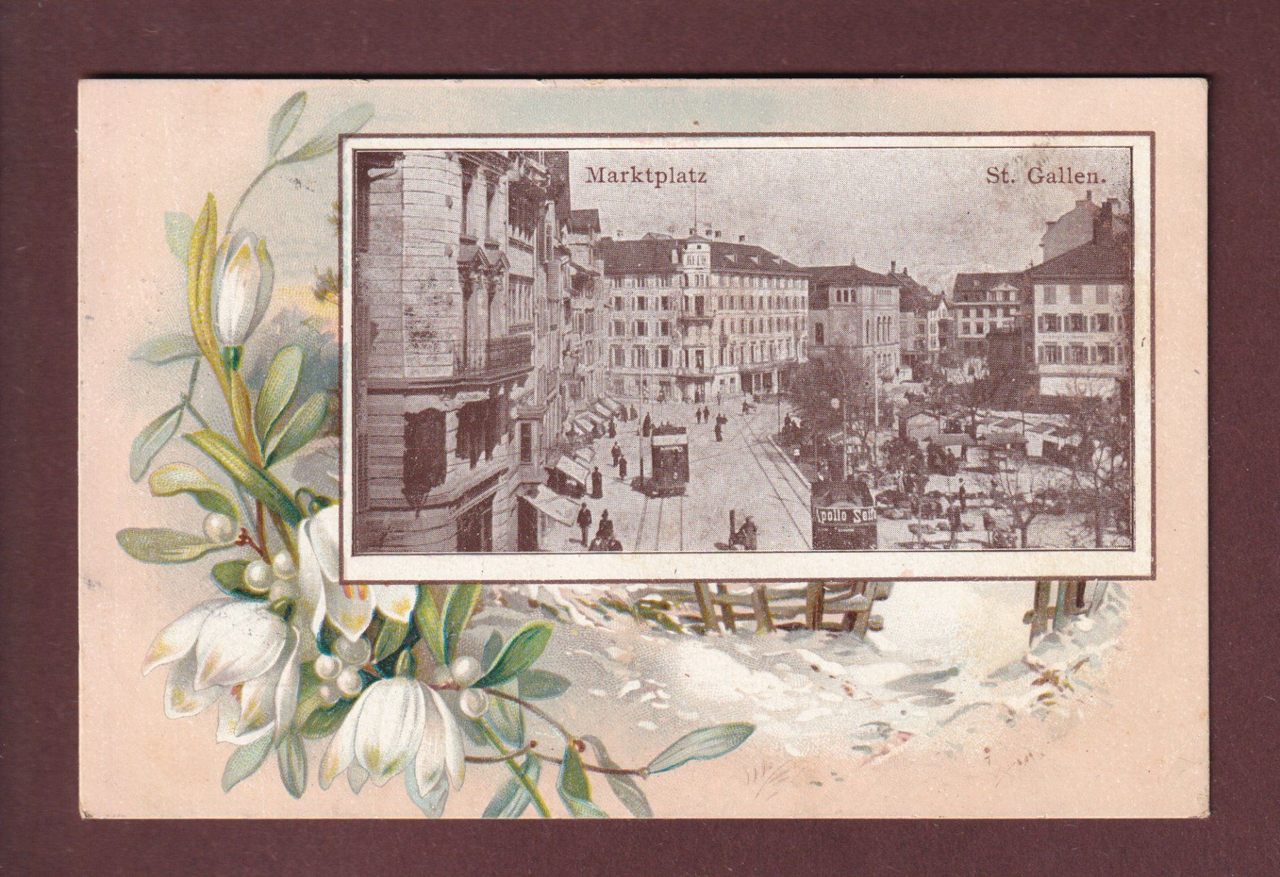 Cartoline postali: ST. GALLEN - Marktplatz - 1900 – Usato da Pully venduto da nicecards