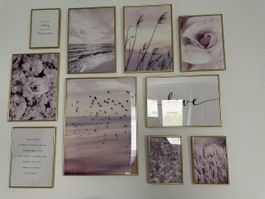 Bilder Set mit Goldrahmen 10 Motive guter Zustand