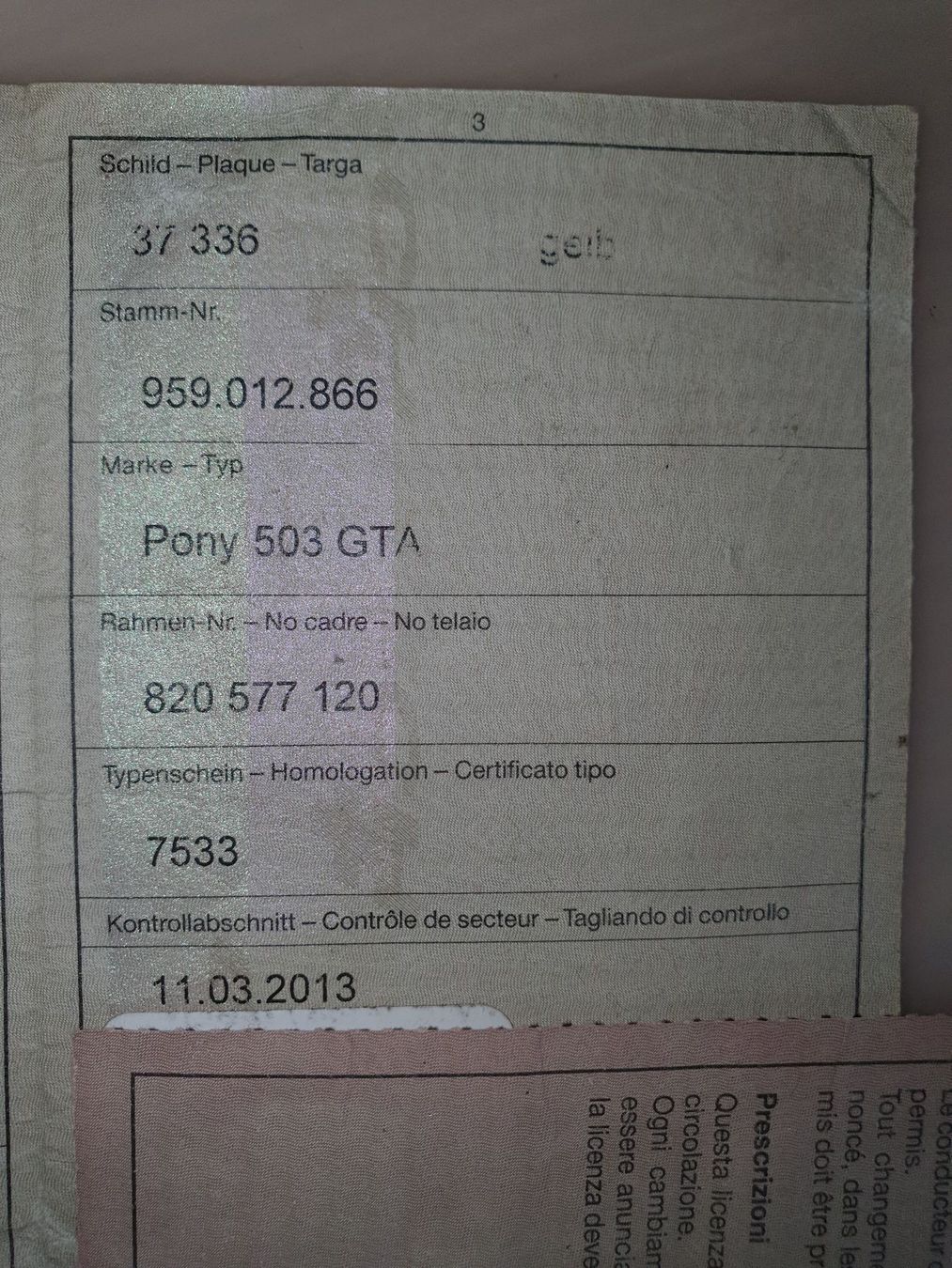 Pony Ciclomotori: Pony 503 GTA – Usato da Menzberg venduto da elm_q9ff 4