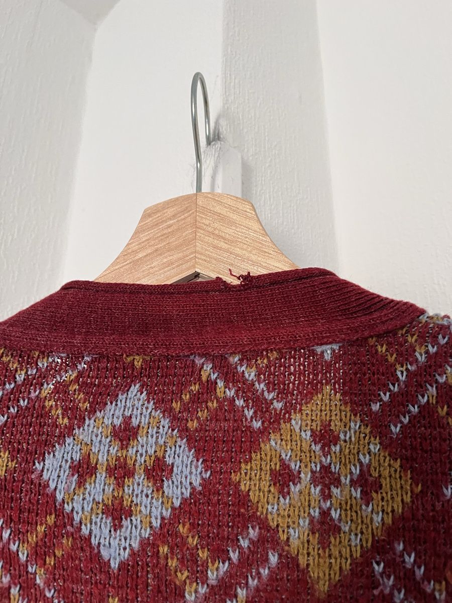 Maglioni & Felpe: Vintage Cardigan Marzia argyle pattern maroon men's size L  – Usato da Lausanne venduto da Danash 4