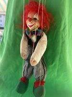 Marionette "lustiger Clown", 43cm handgefertigt, Pappmaché