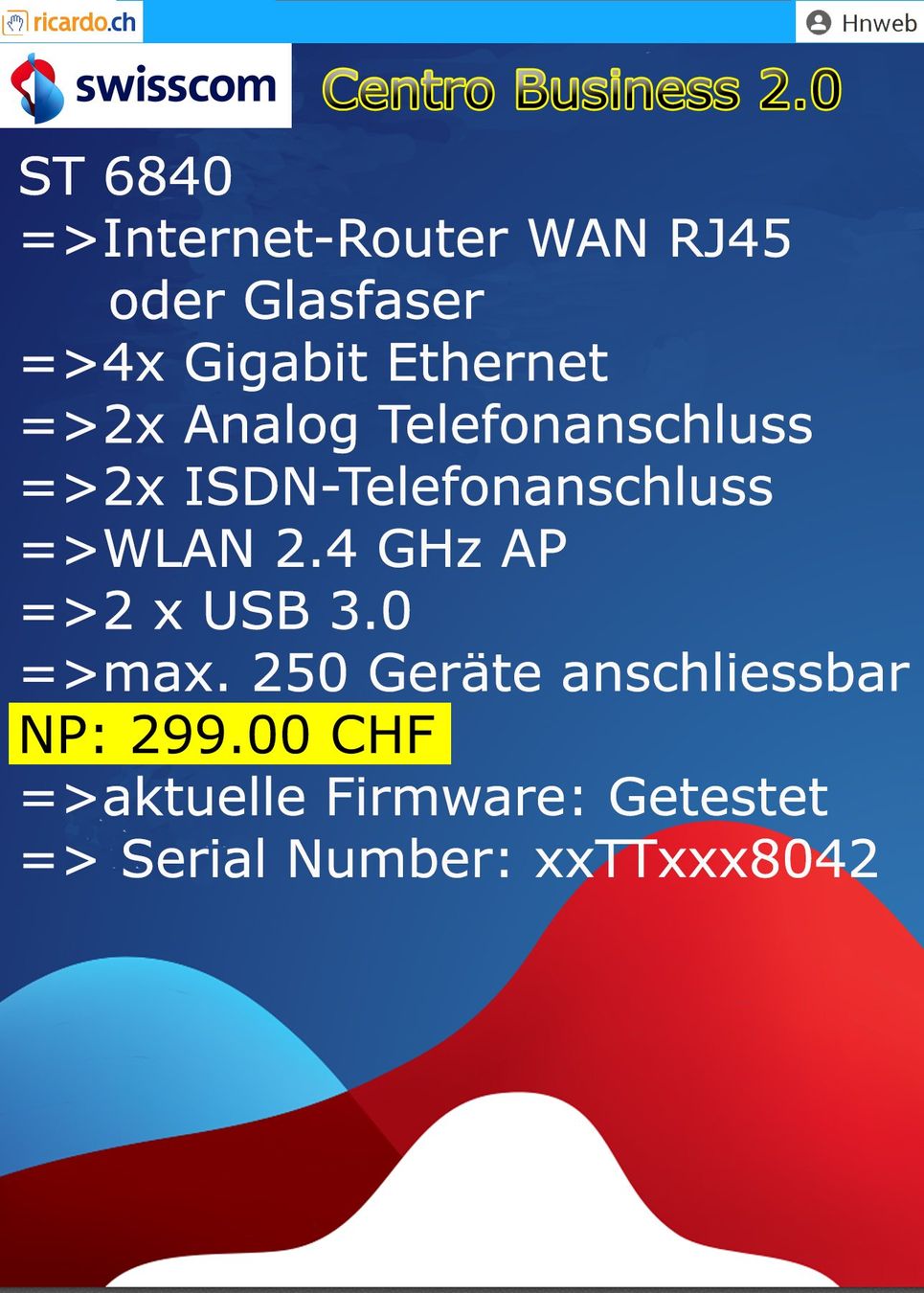 Swisscom Modems & Router: Centro Business Router 2.0 (42) – Gebraucht aus Kaisten von Hnweb