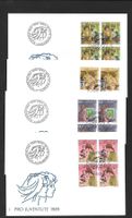 4 FDC Pro Juventute 1989 Serie Viererblöcke ET 24.11.1989