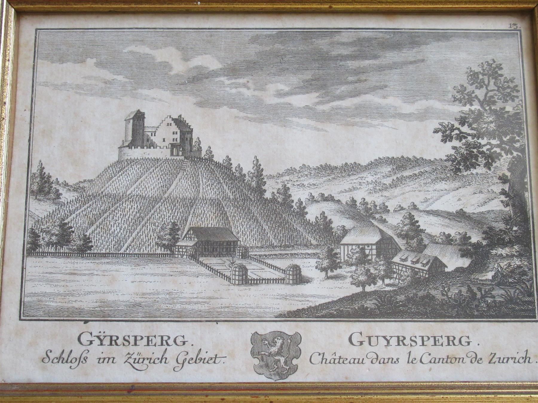 Incisioni: Gyrsperg Kupferstich Herrliberger 1755 – Usato da Adliswil venduto da buch_und_kunst 1